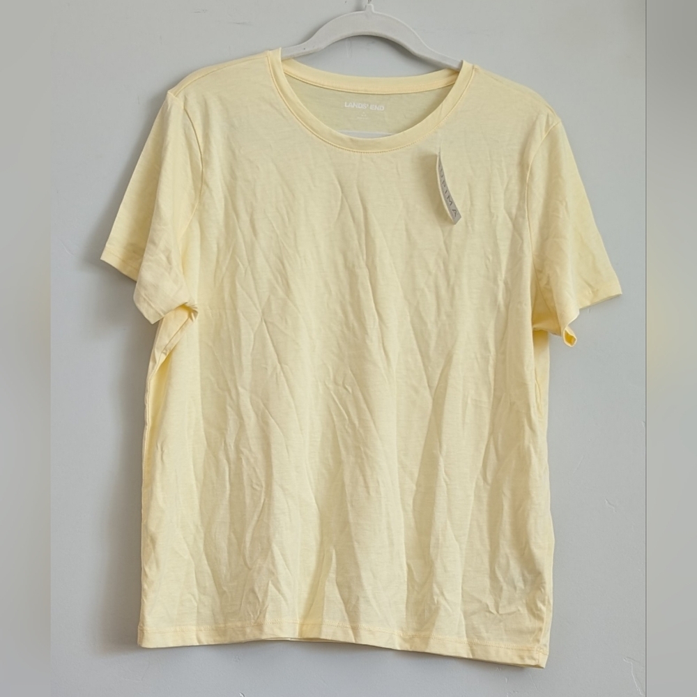 Lands' End Light Yellow Women's Short Sleeve Tee